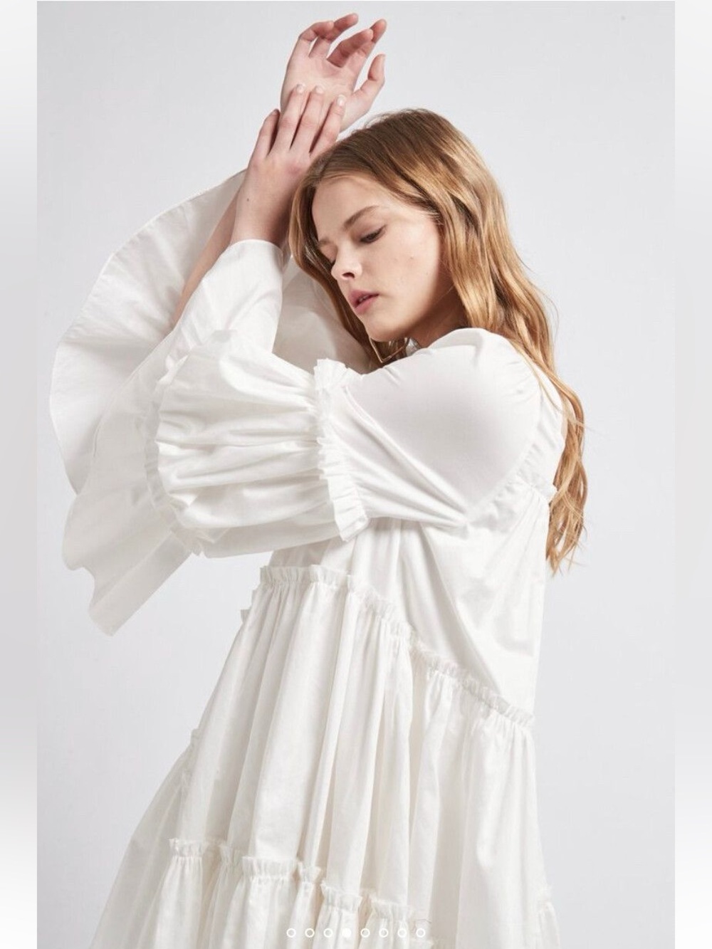 NWT Aje White Square Neck Ruffle Tiered Mini Dress Size 10 - Picture 2 of 14